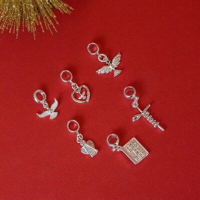 FotoBerloque Prata Coração Espírito Santo Zircônia