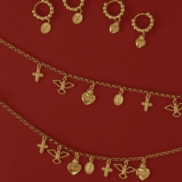 Argola Pequena Bolinhas Pingente Nossa Senhora Das Graças