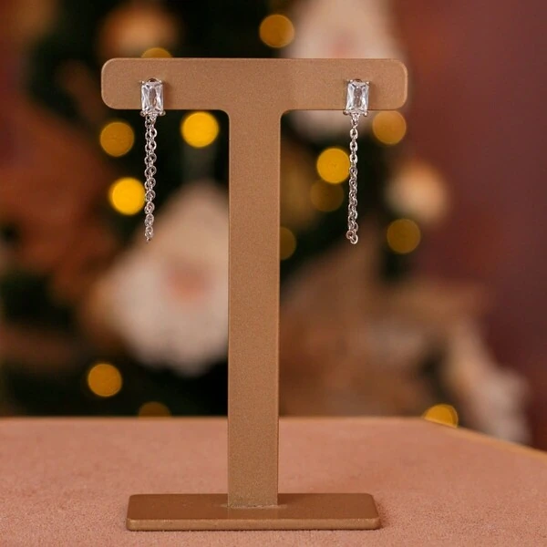 Ear Line Retangular Cristal