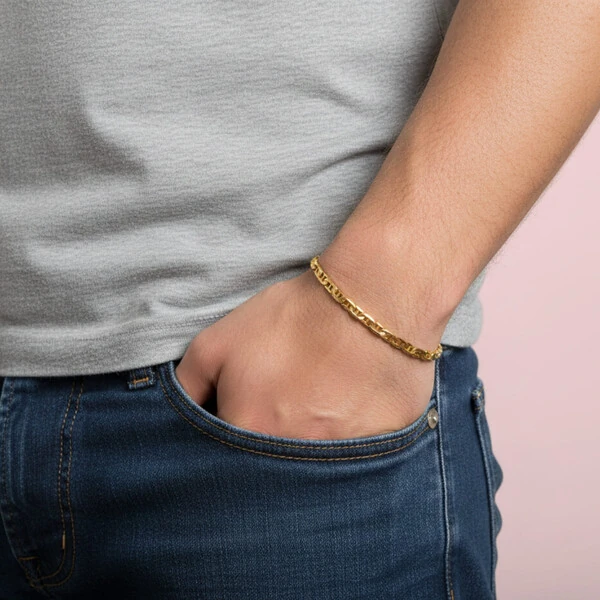 Pulseira Elos Trabalhados Masculina Grossa