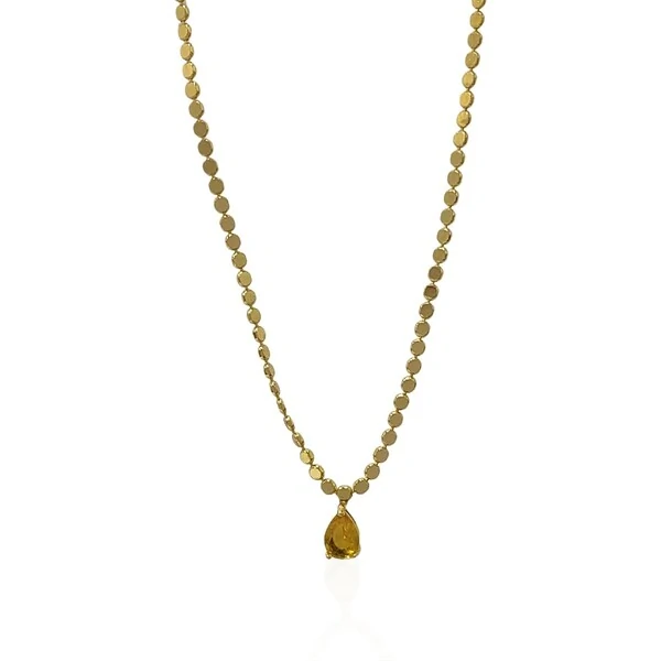 Choker Bolinhas Soldadas Pingente Gota Citrino
