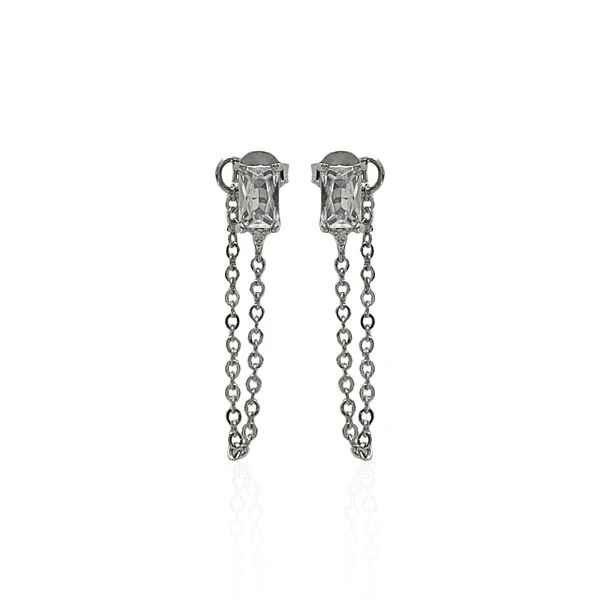 Ear Line Retangular Cristal