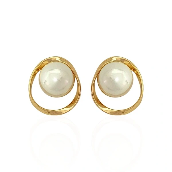 Brinco Orgânico Vazado Pérola