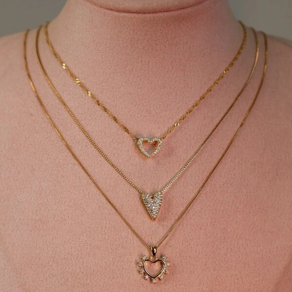 Colar Coração Vazado Zircônia Fabiana