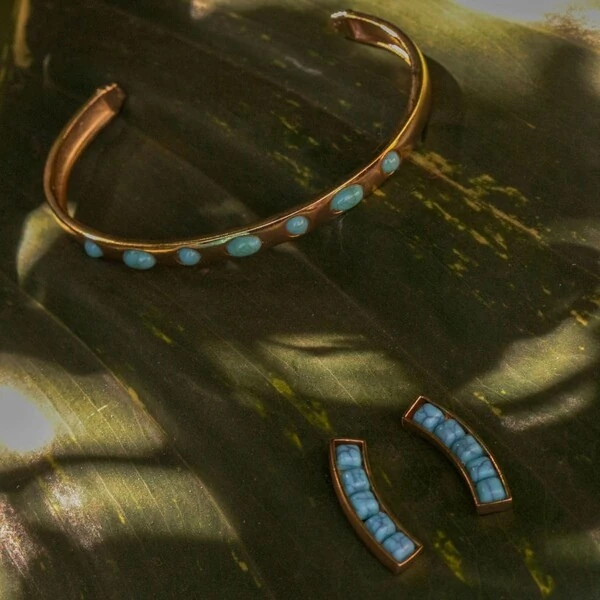 Ear Cuff Pedras Turquesa