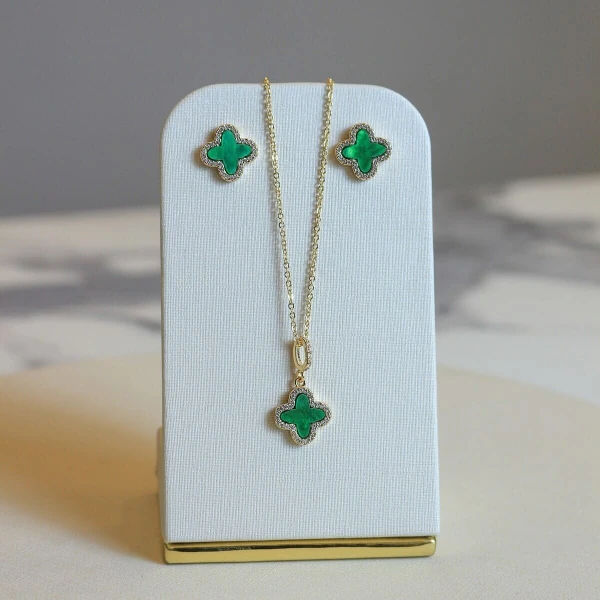 Conjunto Trevo Verde Zircônias