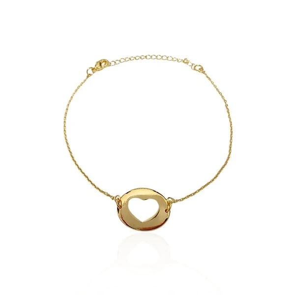 Pulseira Oval Coração Vazado Linha Mãe/Filha