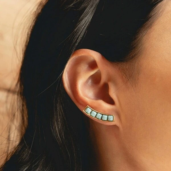 Ear Cuff Pedras Turquesa