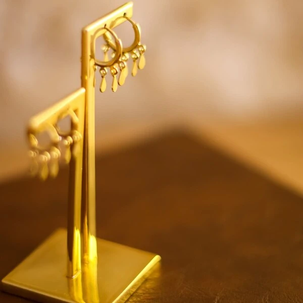 Argola Pequena Pingente 5 Gotinhas Placa