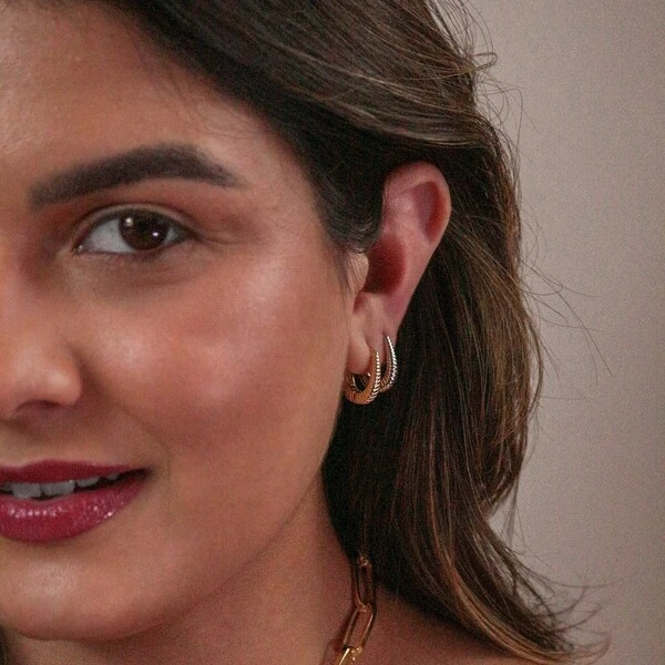 Argola Click Meia Lua Riscada