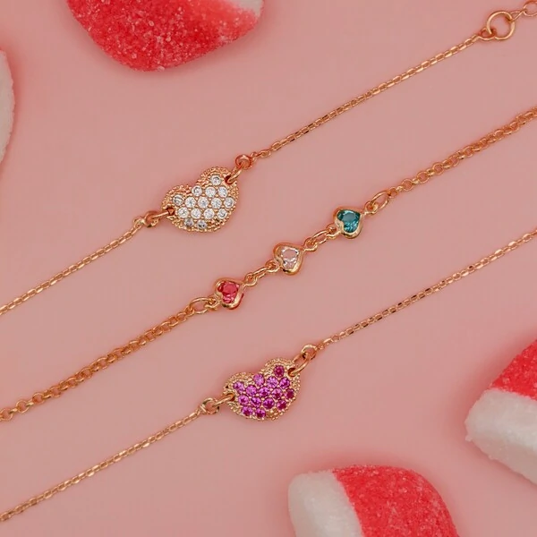 Pulseira Infantil 3 Corações Color