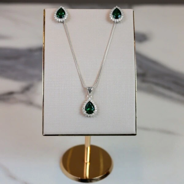 Conjunto Gota Esmeralda Com Zircônia