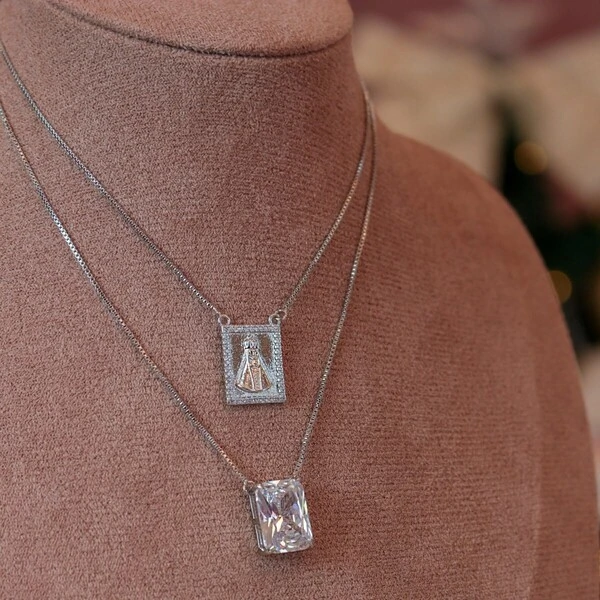 Escapulário Nossa Senhora Aparecida com Pedra Cristal