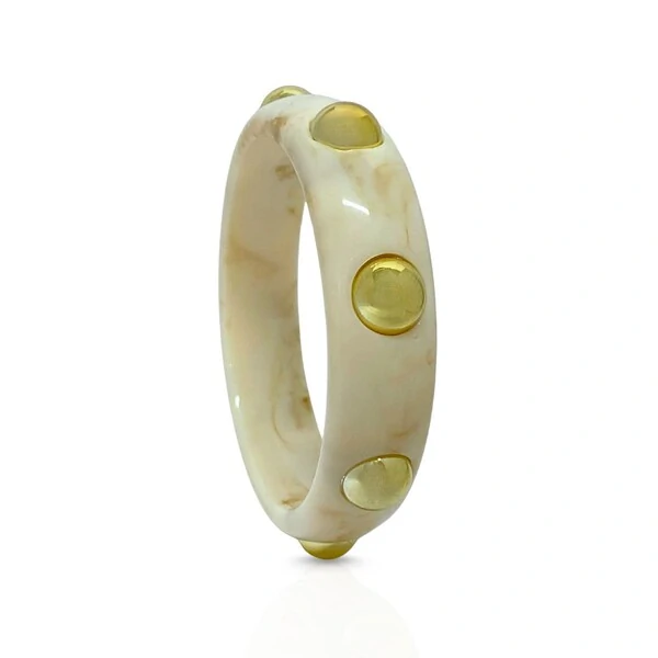 Bracelete Creme com Aplique Ouro