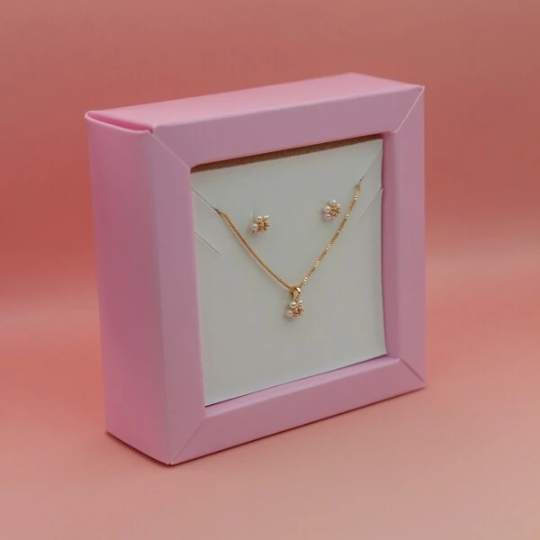 Colar Mini Flor Pérola Linha Mãe/Filha