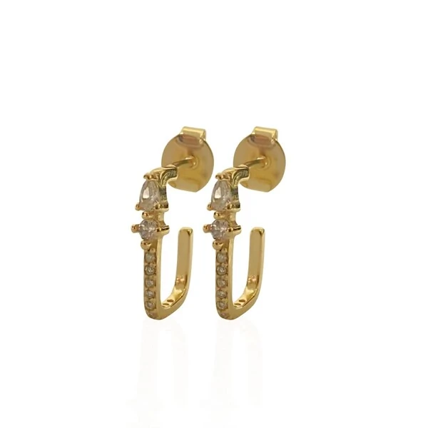 Ear Hook Pequeno Zircônia Detalhes Cristal