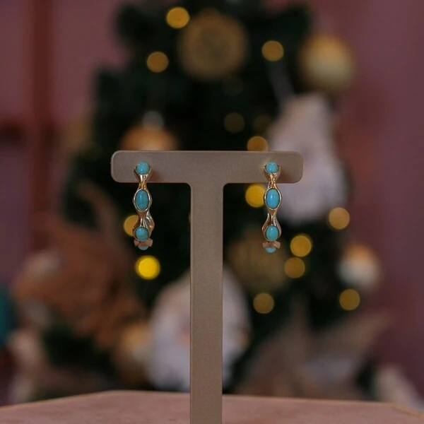 Argola Média Pedras Turquesa