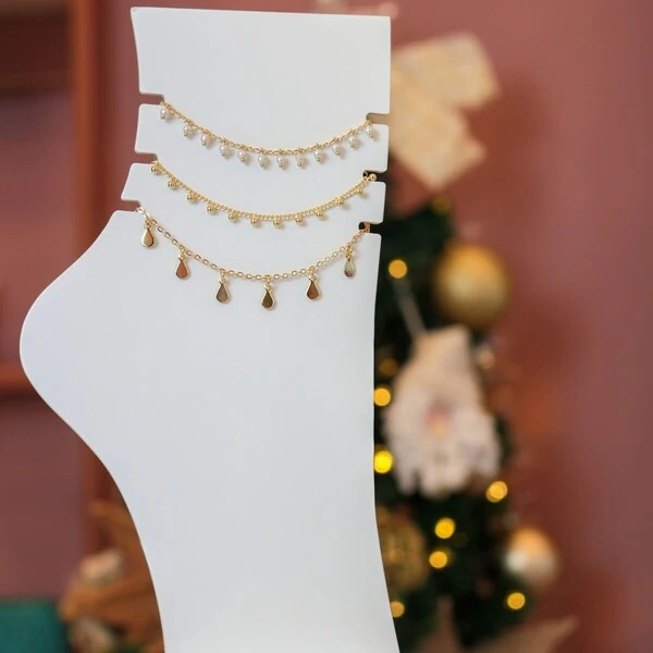 Tornozeleira Corrente Bolinhas Penduradas