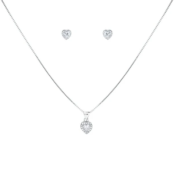 Conjunto Mini Coração Cristal Zircônia