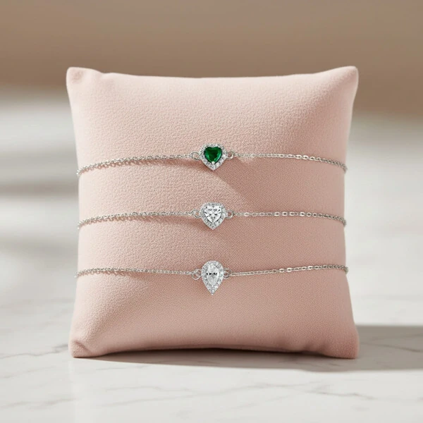 Pulseira Prata 925 Mini Coração Cristal