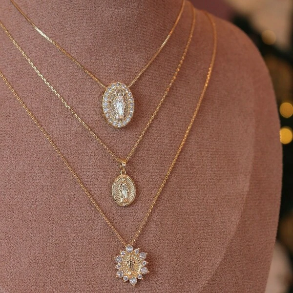 Colar Mandala Cravejado Nossa Senhora Das Graças Joalheria