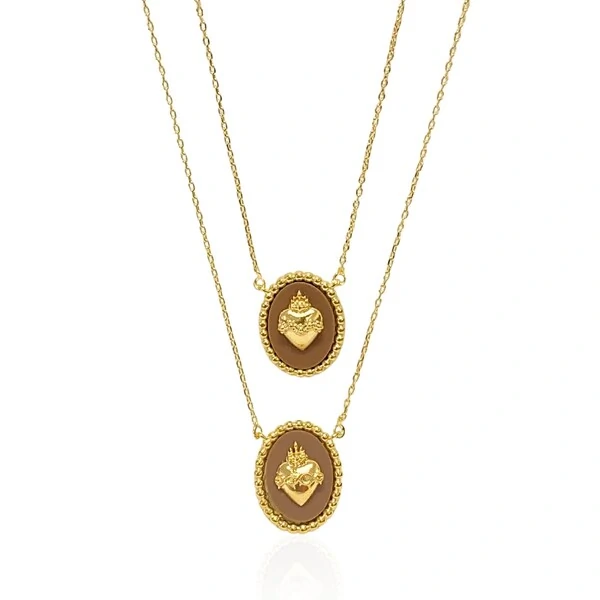 Escapulário Sagrado Coração Resinado Marrom