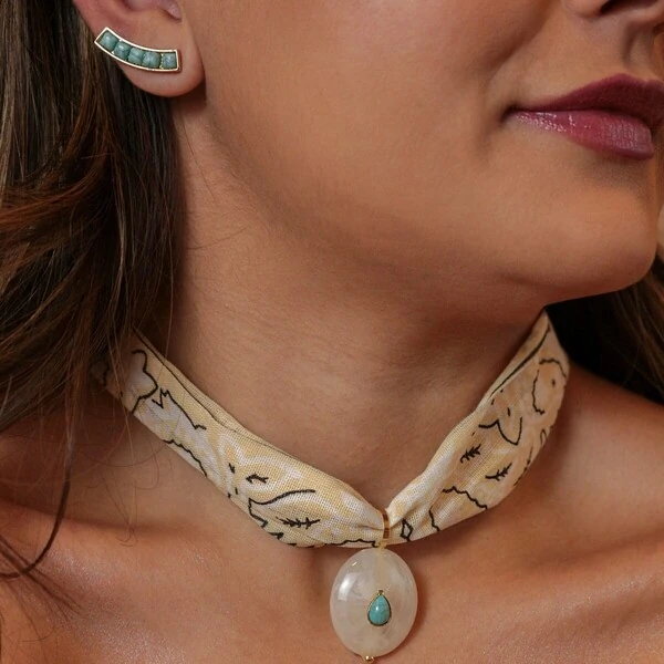 Ear Cuff Pedras Turquesa