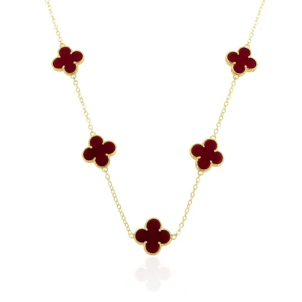 Colar Trevo Esmaltado Marsala