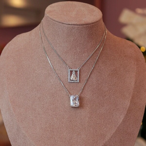 Escapulário Nossa Senhora Aparecida com Pedra Cristal