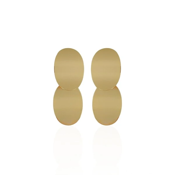Brinco Duplo Placa Oval Vivian