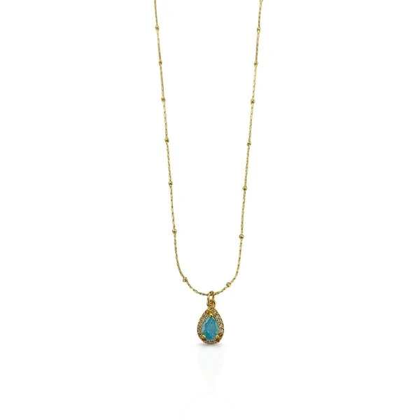Choker Mini Bolinhas com Pingente Gota Azul