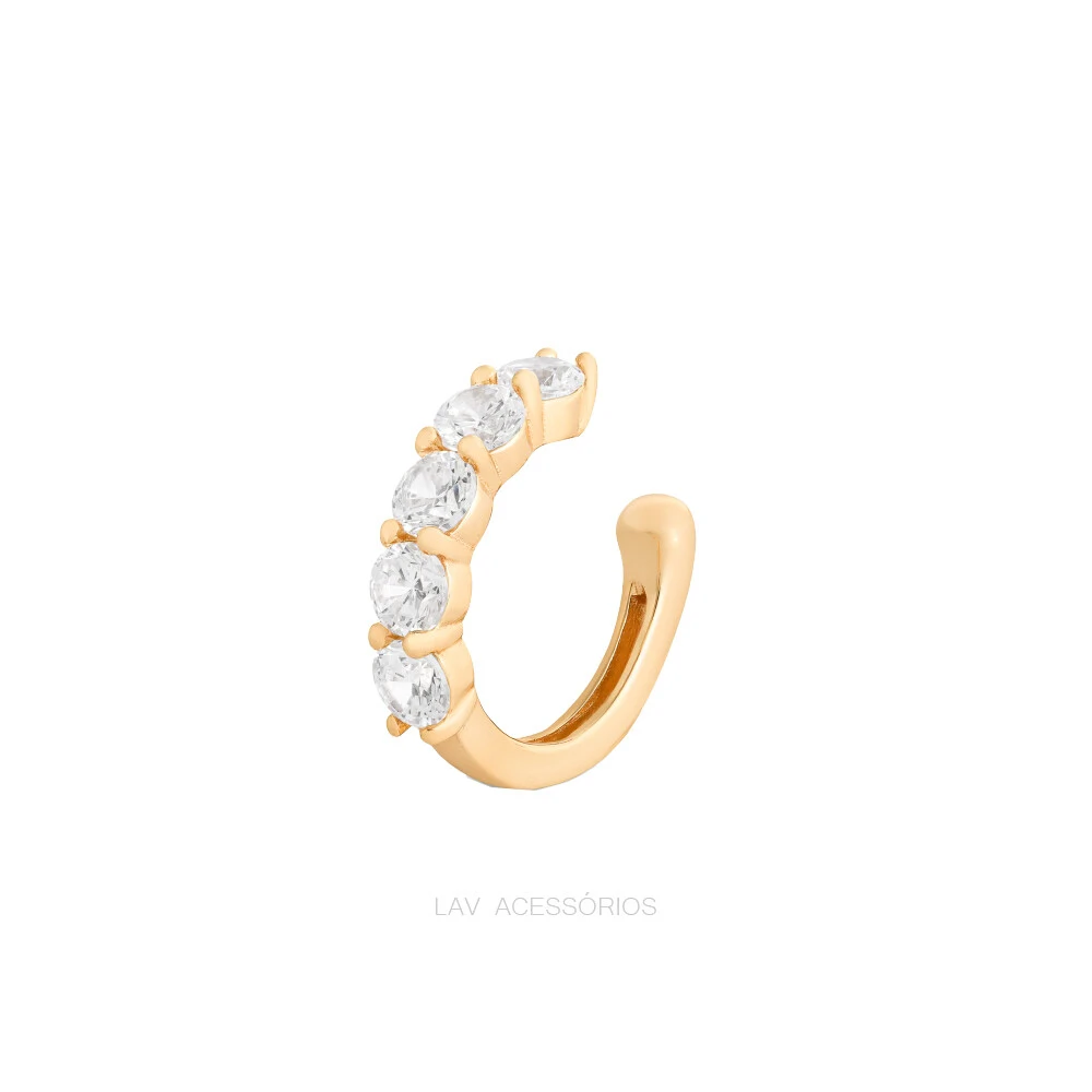 Foto Piercing Fake Prata 925 Cravejado 3 mm Ouro