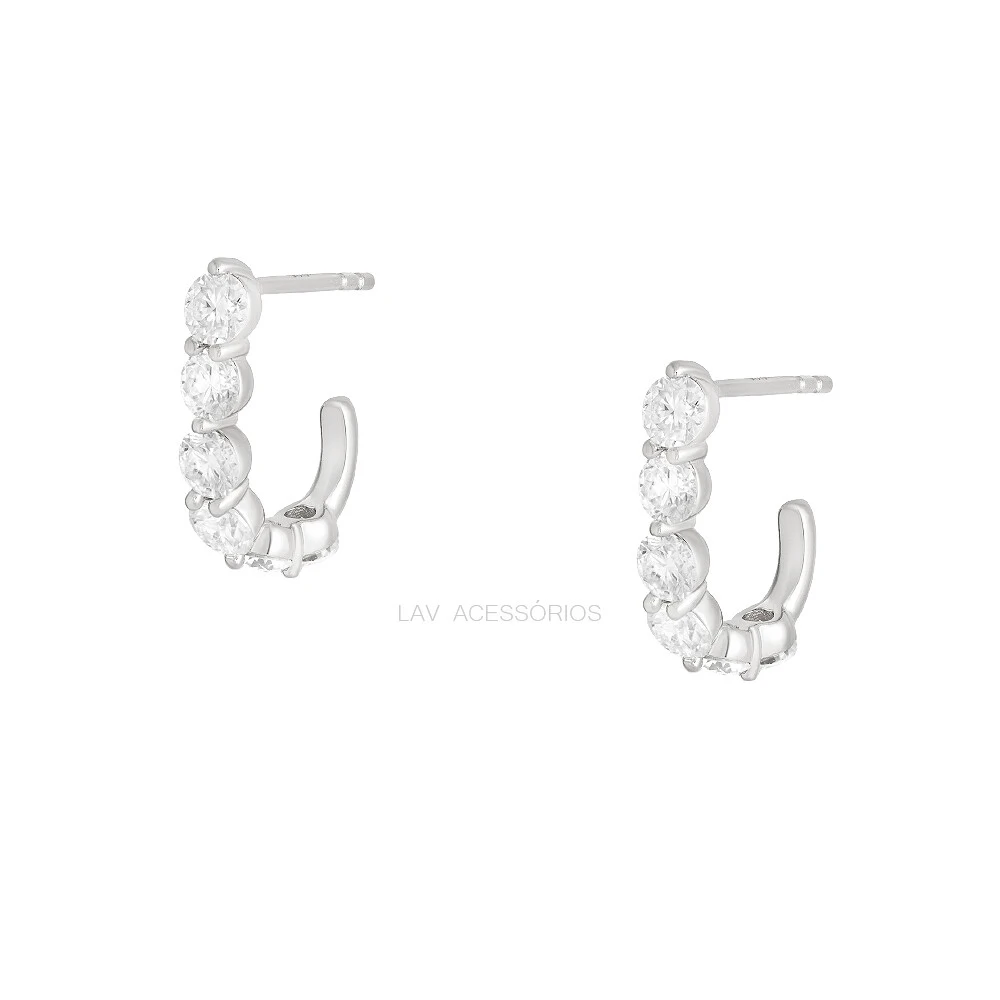 Foto Brinco Prata 925 Shine Hook Moissanite M