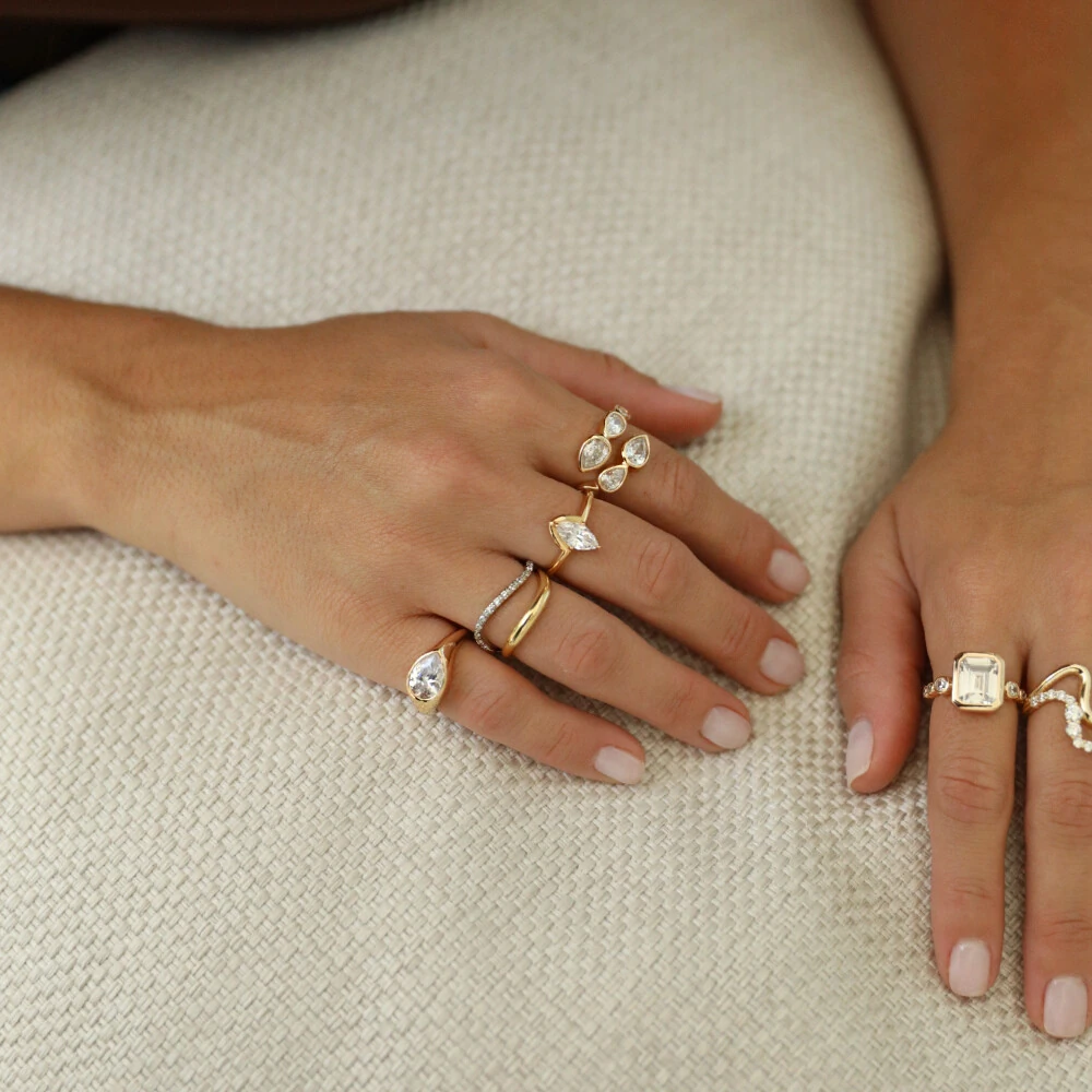 FotoAnel Prata 925 Slim Solitário Navete Ouro