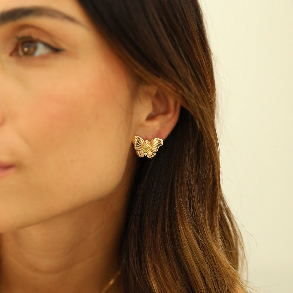 FotoBrinco Prata 925 Borboleta Detalhe Yellow Fancy