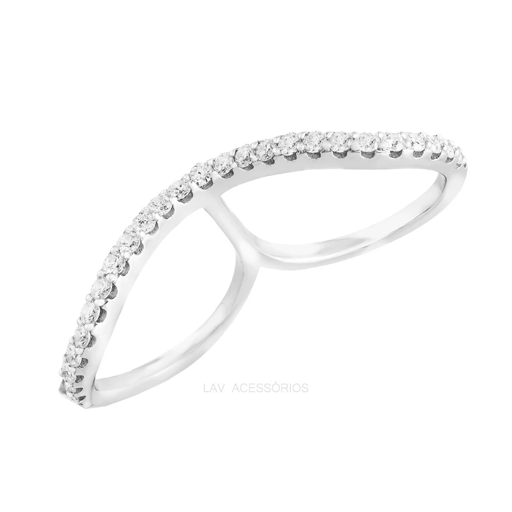Foto Anel Prata 925 Duplo Cravejado Glam Moissanites