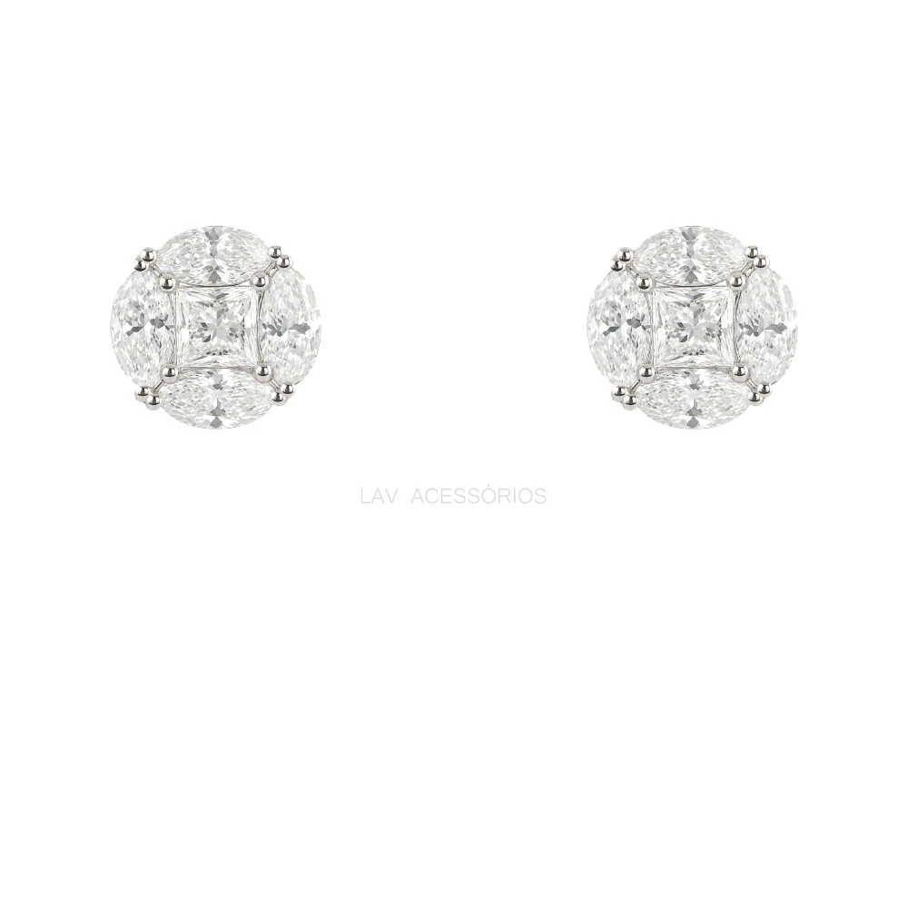 Foto Brinco Prata 925 Ilusion Classic Moissanite 10 mm