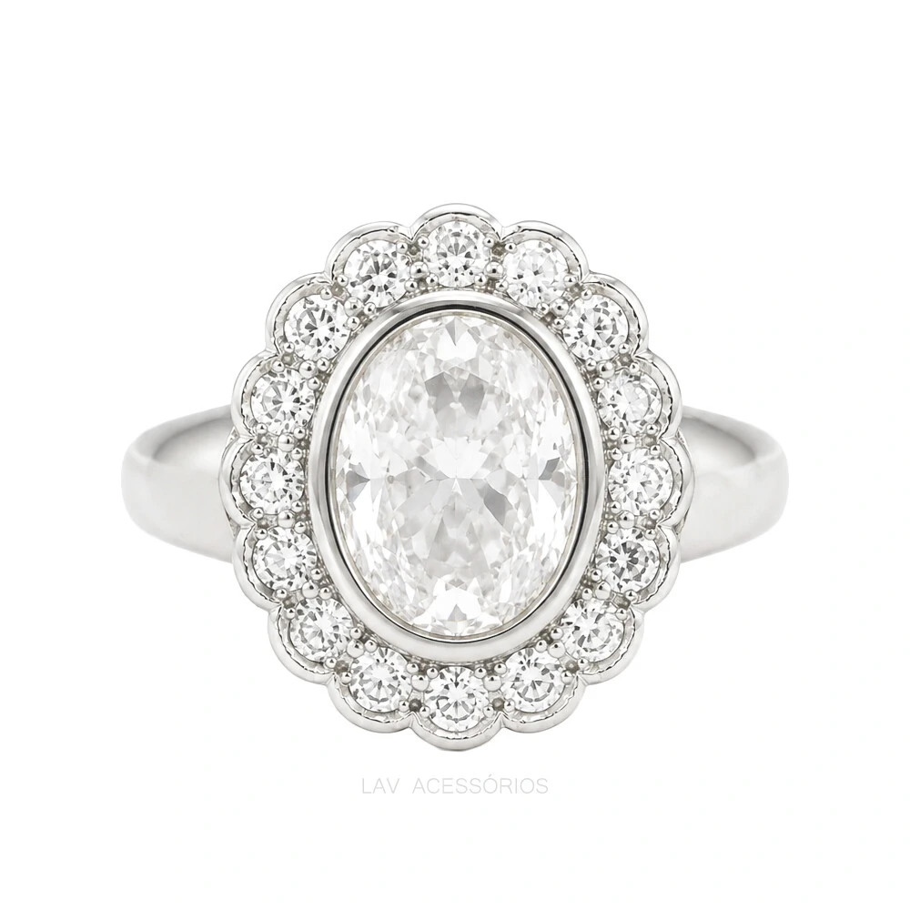 Foto Anel Prata 925 Dedinho Vintage Kate Moissanite