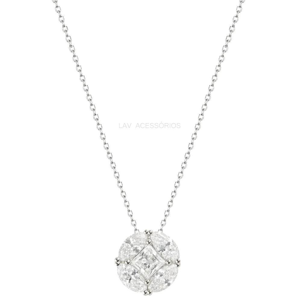 Foto Colar Prata 925 Ilusion Classic Moissanite 10 mm