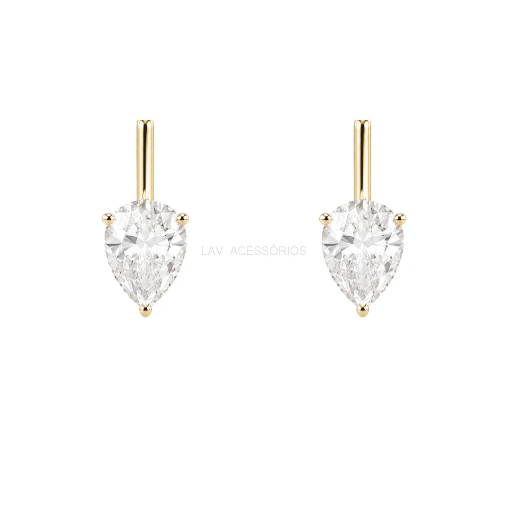 Foto Brinco Prata 925 Lança Gota Moissanite M