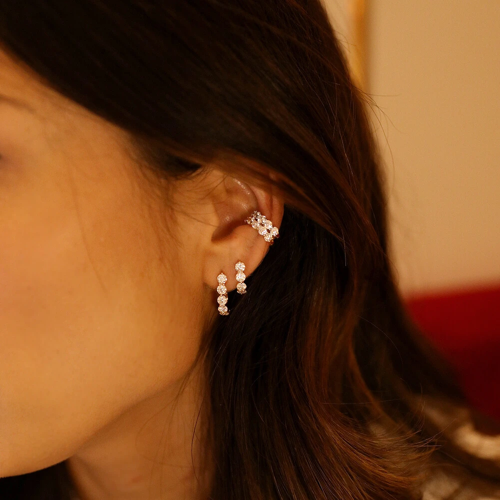 Foto Brinco Prata 925 Shine Hook Moissanite Ouro M
