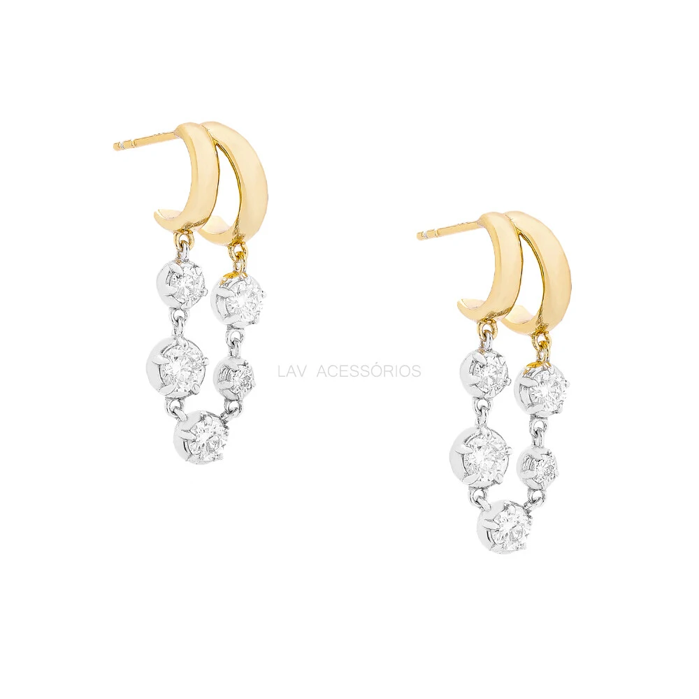 Foto Argolinha Prata 925 Dupla Pontos de Luz Tiff Moissanite
