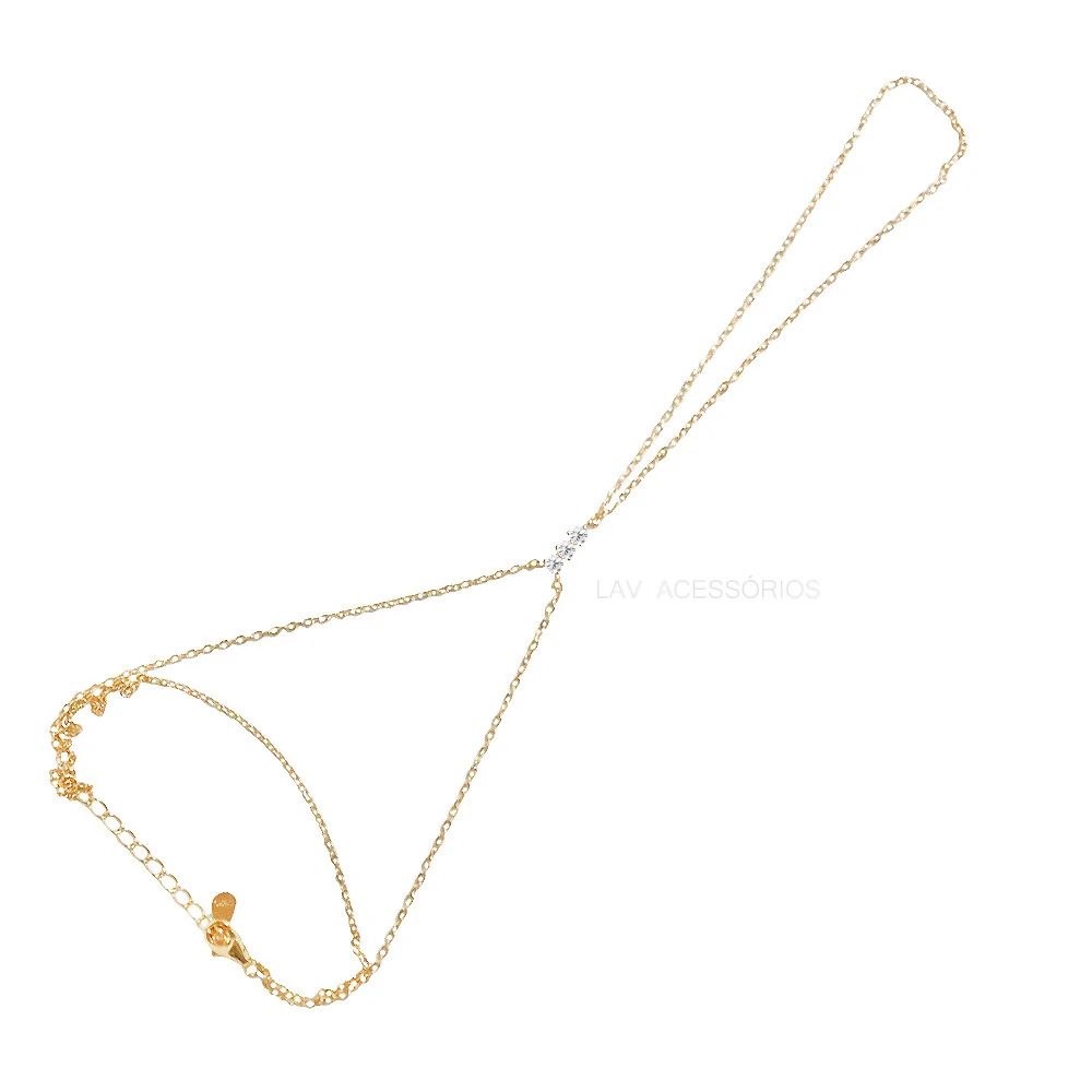 Foto Pulseira de Mão Prata 925 Slim Detalhe 3 Moissanites