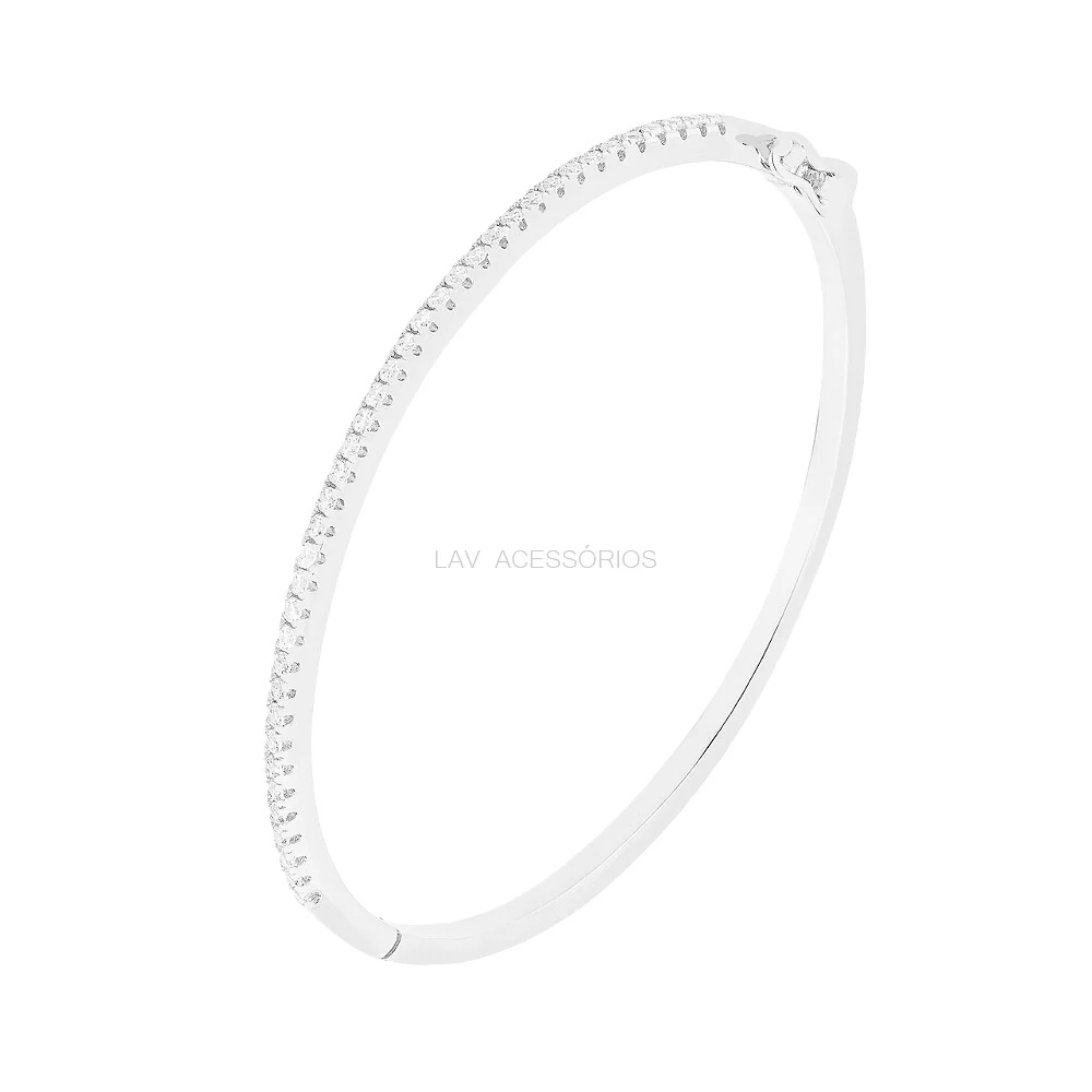 FotoBracelete Prata 925 Classic Meia Cravação Rodio