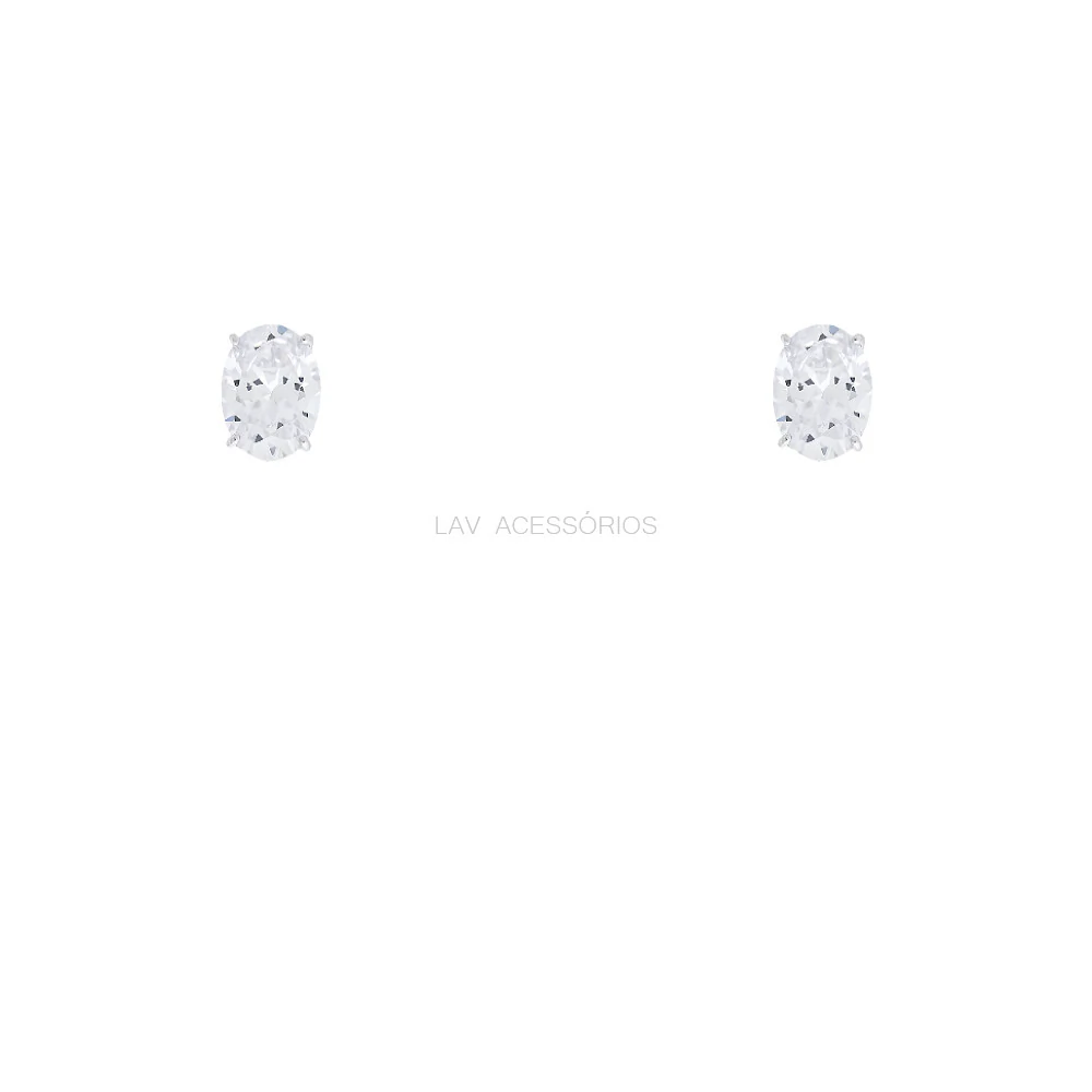 FotoBrinco Prata 925 Soltário Oval Moissanite 4x6 mm