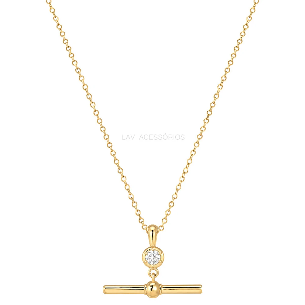 Foto Colar Prata 925 T-Bar Andy Moissanite