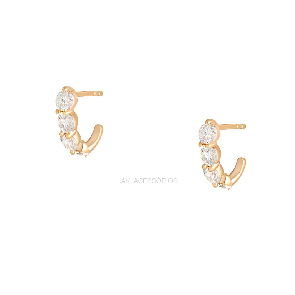 Foto Brinco Prata 925 Shine Hook Moissanite Ouro P