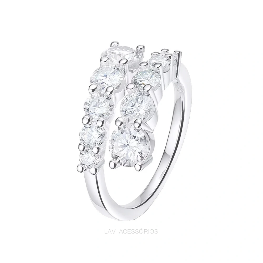 FotoAnel Prata 925 Hug Shine Degrade Moissanite