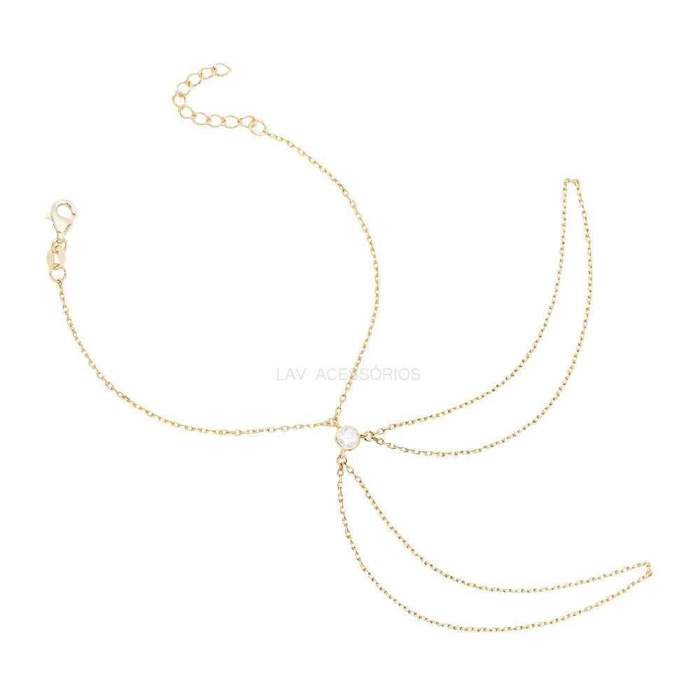 Foto Pulseira de Mão Prata 925 Ponto Moissanite