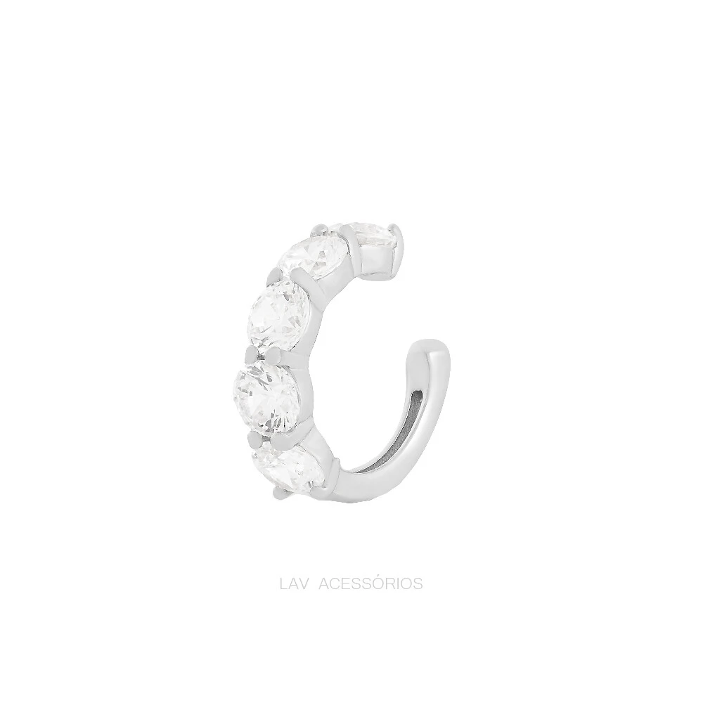 Foto Piercing Fake Prata 925 Cravejado 4 mm